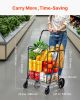 VEVOR Folding Shopping Cart, Jumbo Grocery Cart with Double Baskets, 360Â° Swivel Wheels, Heavy Duty Utility Cart