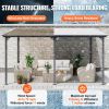 10x14 Lean To Gazebo with hardtop polycarbonate roof, aluminum frame, UV-resistant wall-mounted or freestanding pergola design.