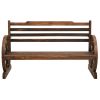 Brown Solid Fir Wood Garden Bench with Decorative Inlays Outdoor Seating