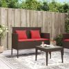 Compact Garden Bench Brown PE Rattan with Powder-Coated Steel Frame
