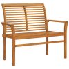 Taupe Teak Wood Garden Bench Smooth Hardwood Outdoor Patio Seating Bench
