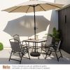 34" Outdoor Square Dining Table with Tempered Glass Top – Patio Table with 1.5" Umbrella Hole