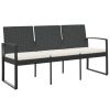3-Seater Garden Bench Black Polypropylene – Durable Outdoor Patio Bench