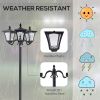 72" triple head solar powered outdoor lamp post light, vintage street style for backyard, garden, pathway, and driveway lighting.