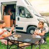 Black Camping Roll Table Carbon Steel Square Tube Frame Heavy Duty Portable Folding Table