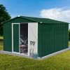 10x8 FT Metal Garden Shed Green and White Outdoor Storage Shed