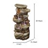 29.9 Inch Rock Water Fountain with LED Lights Outdoor Garden Patio Waterfall Fountain