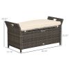 Large Wicker Storage Bench Outdoor Patio Seat with Waterproof Storage
