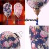 14 Inch Beige Peony Chinese Hanging Lantern