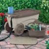 Outdoor Rolling Garden Scooter with Wheels and Pull Strap Taupe