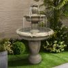48 Inch Outdoor Concrete Water Fountain with Submersible Pump Patio Yard Garden Decor