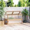 Raised Garden Bed with Polycarbonate Greenhouse 48x24x32 Natural Wood Cold Frame