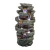 40.5 Inch Outdoor Rock Water Fountain with LED Lights