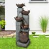 39.7 Inch Outdoor Garden Water Fountain LED Lights Deck Patio Porch Yard Decor