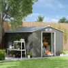 11x9 FT Metal Storage Shed with Double Sliding Doors Gray