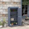 Gray Outdoor Garden Storage Shed Waterproof Galvanized Roof Lockable Door