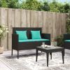 Black PE Rattan Outdoor Garden Bench with Steel Frame Patio Seating