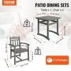 5 Piece Outdoor Patio Dining Set Square Table Chairs All Weather HIPS Garden Furniture Set