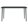 Black Steel Garden Dining Table With Tempered Glass Top Outdoor Patio Table