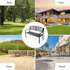 50" Patio Park Bench Steel Frame Cast Iron Backrest – Outdoor Porch Chair Bench