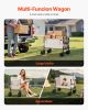 VEVOR Collapsible Folding Wagon 550 lb Capacity 220L 2-in-1 Utility Cart with Bench and Adjustable Handle for Outdoor Use