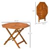 39 Inch Octagon Acacia Wood Patio Dining Table with Umbrella Hole for 2–4 People