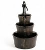 3-Tier Outdoor Barrel Waterfall Fountain with Electric Pump for Garden Decorative Spillway Spout Water Feature