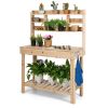 1PC Large Garden Potting Bench Table with Display Rack and Hidden Sink Outdoor Gardening Workstation