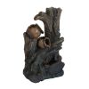 4 Tier Broken Pot Water Fountain with LED Light Brown