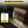 VEVOR Pool Fountain Stainless Steel Pool Waterfall 11.8" x 4.5" x 3.1"(W x D x H) with LED Strip Light Waterfall Spillway with Pipe Connector Recta