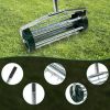 Heavy-duty rotary push lawn aerator with spike tines and 3-piece steel handle for soil aeration