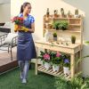 1PC Large Garden Potting Bench Table with Display Rack and Hidden Sink Outdoor Gardening Workstation