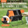 VEVOR Compost Bin, 37-Gal Dual Chamber Composting Tumbler, High Volume Two Rotating Chambers with 2 Sliding Door and Steel Frame