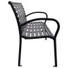 Black WPC Garden Bench with Steel Frame 116 cm Wide Outdoor Patio Seating Bench