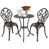 3-piece patio bistro furniture set with umbrella hole, outdoor table and chairs