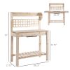 Natural Wooden Garden Potting Bench with Storage Shelf Outdoor Work Table
