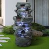 40.5 Inch Rock Water Fountain 6 Tier Outdoor Waterfall Fountain LED Lights Garden Decor