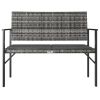Grey PE Rattan Garden Bench 2 Seater Outdoor Patio Seating