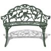 Green Cast Aluminum Garden Bench 39.4 Inch Durable Outdoor Patio Seating