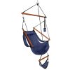 Oxford cloth hanging chair with hardwood frame, cup holder, 100kg capacity, suitable for seaside courtyard and outdoor relaxation.
