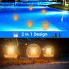 2 Pack solar floating pool lights with flame stake design, IP67 waterproof, 3 color modes globe lights for pool, garden, and patio.