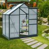 6 x 4 FT Polycarbonate Outdoor Greenhouse with Rain Gutter and Roof Vent