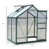 6 x 4 FT Polycarbonate Outdoor Greenhouse with Rain Gutter and Roof Vent