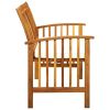 Garden Bench Wood Tone with Cream White Cushion Outdoor Patio Seating Bench