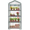 4-Tier Mini Greenhouse with Clear PVC Cover and Roll-Up Zipper Door, Removable Shelves,