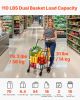 VEVOR Folding Shopping Cart, Jumbo Grocery Cart with Double Baskets, 360Â° Swivel Wheels, Heavy Duty Utility Cart
