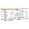 Compact Garden Bench Natural Solid Pine Wood & Galvanized Steel Frame