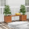 Wood Planter Box with Bench Outdoor Raised Garden Seating Combo