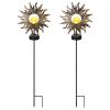 Solar Powered Sun Stake Lamp IP54 Waterproof Crackle Glass Globe Garden Yard Lights