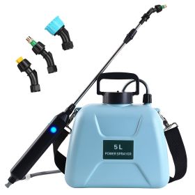5L Electric Plant Sprayer with Rechargeable Battery, Telescopic Wand, 3 Spray Nozzles, and Shoulder Strap for Garden and Cleaning Use.